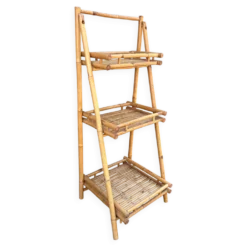 Étagère bambou “Atelier Riviera” 3 niveaux, pliante, vintage, années 60