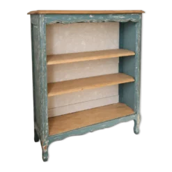 Étagère, bibliothèque ancienne en bois patiné bleu vert