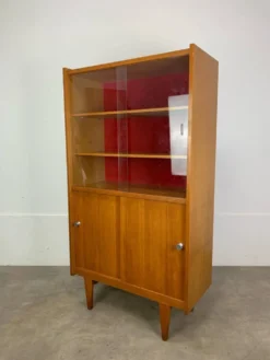 Étagère bibliothèque années 50 en chêne blond, vintage