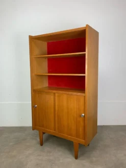 Étagère bibliothèque années 50 en chêne blond, vintage