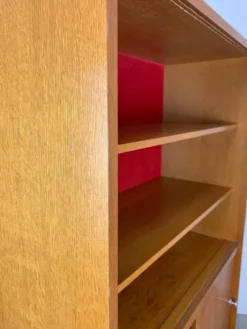 Étagère bibliothèque années 50 en chêne blond, vintage
