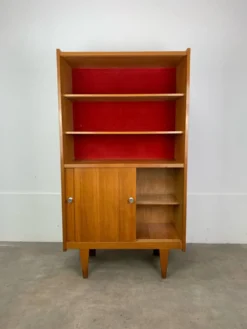 Étagère bibliothèque années 50 en chêne blond, vintage