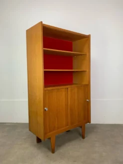 Étagère bibliothèque années 50 en chêne blond, vintage