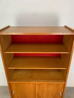 Étagère bibliothèque années 50 en chêne blond, vintage
