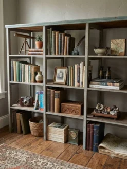 Étagère bibliothèque de magasin ancienne