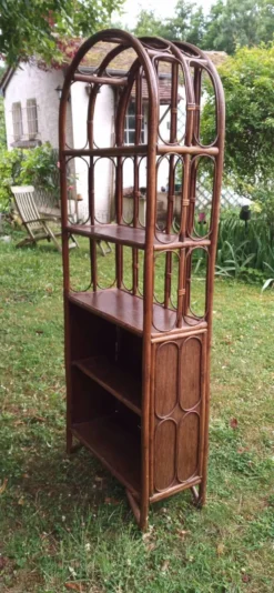 Étagère bibliothèque en rotin 5 niveaux