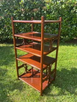 Étagère bibliothèque en rotin vintage