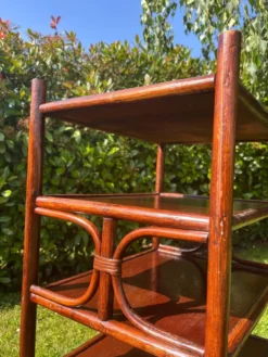 Étagère bibliothèque en rotin vintage