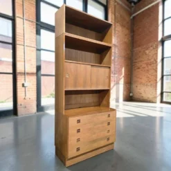 Étagère/bibliothèque/vitrine vintage en bois