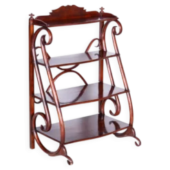 Étagère Biedermeier en hêtre et noyer attribuée à Thonet, Autriche, Vienne, années 1910.