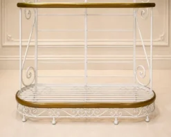 Étagère Boulangère – Style Belle Époque – Fer Laqué Blanc et Laiton