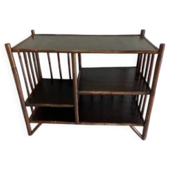 Étagère console en rotin brun
