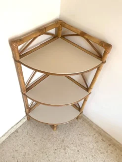 Étagère d’angle bambou vintage