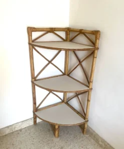 Étagère d’angle bambou vintage