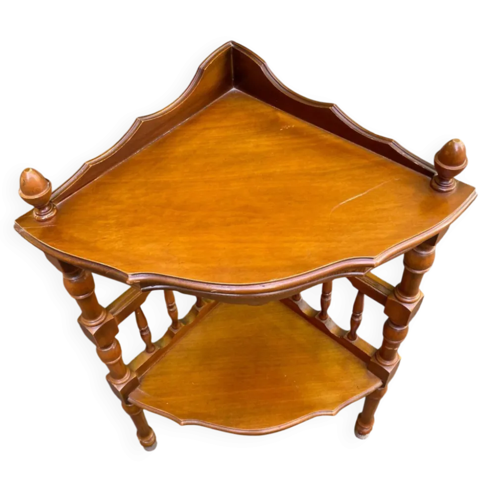 Étagère d'angle 2 niveaux en bois