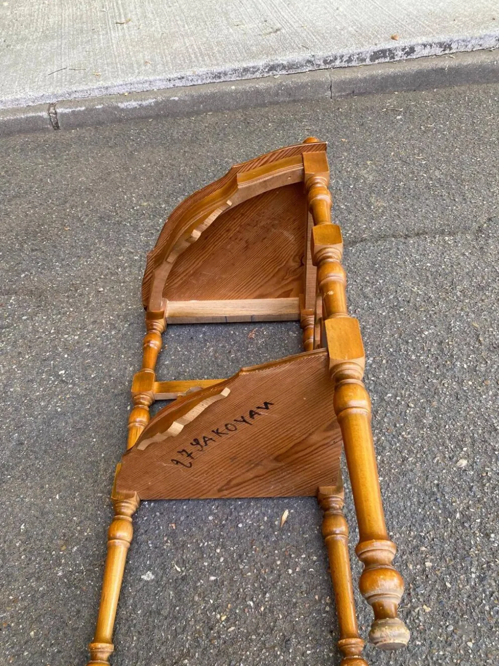 Étagère d'angle 2 niveaux en bois