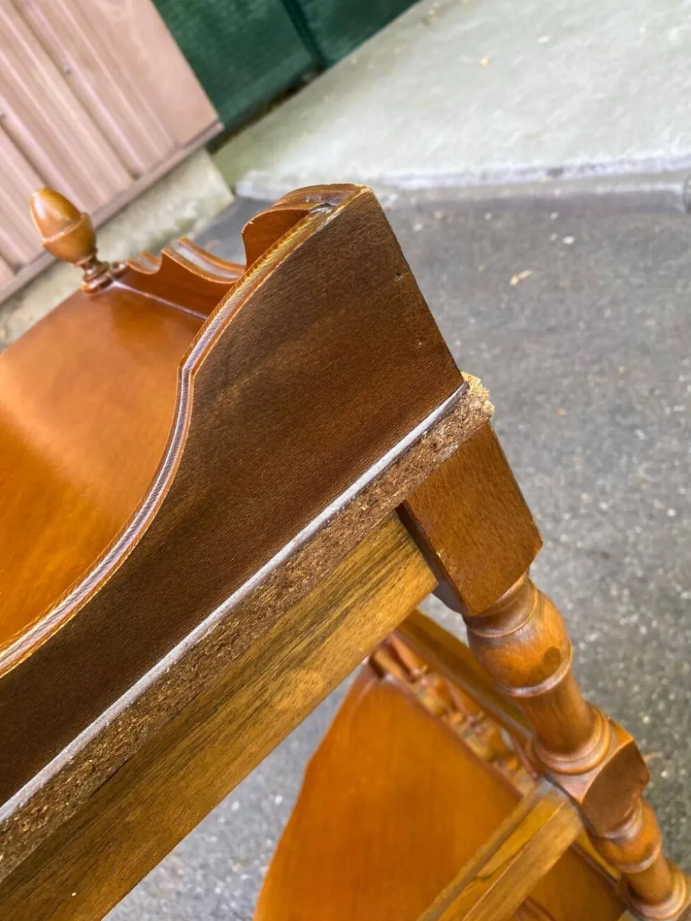 Étagère d'angle 2 niveaux en bois