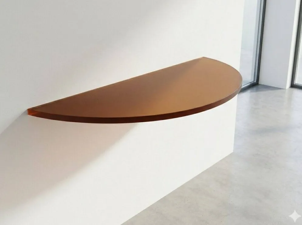 Étagère de console en verre acrylique orange, années 1970