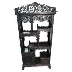 Étagère de présentation chinoise ancienne richement sculptée – XIXe