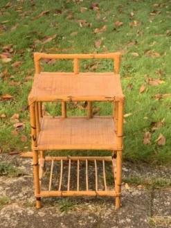 Étagère en bambou et rotin, 3 étages vintage