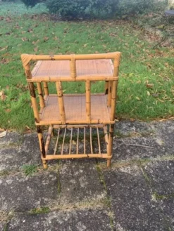 Étagère en bambou et rotin, 3 étages vintage