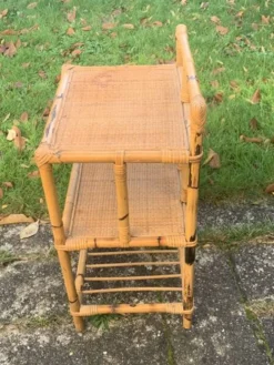 Étagère en bambou et rotin, 3 étages vintage