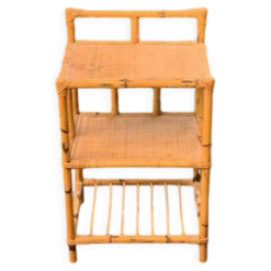 Étagère en bambou et rotin, 3 étages vintage