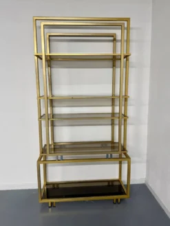 Étagère en laiton et verre design italien des années 70 vintage