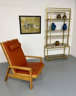 Étagère en laiton et verre design italien des années 70 vintage