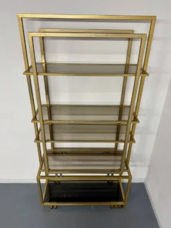 Étagère en laiton et verre design italien des années 70 vintage