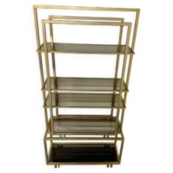 Étagère en laiton et verre design italien des années 70 vintage