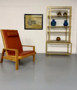 Étagère en laiton et verre design italien des années 70 vintage