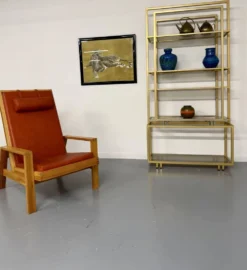 Étagère en laiton et verre design italien des années 70 vintage