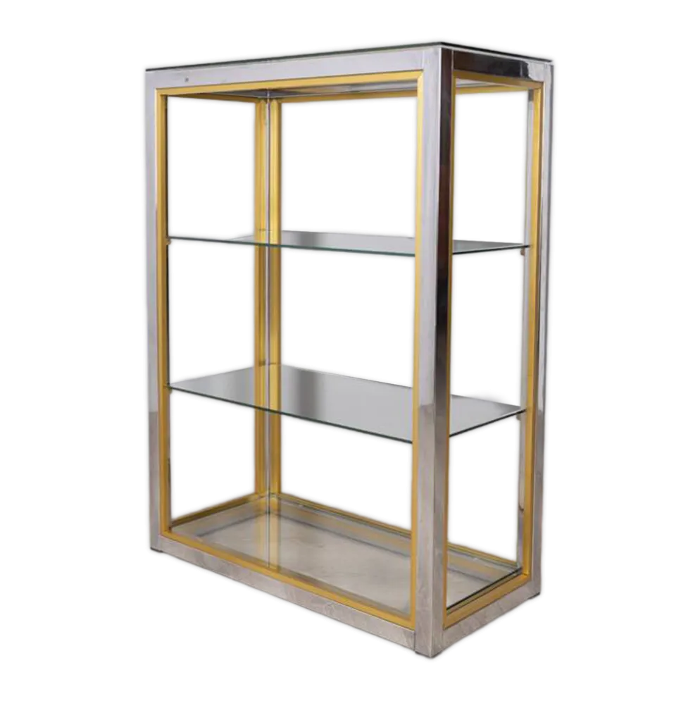 Étagère en métal et verre des années 1970, conçue par renato zevi