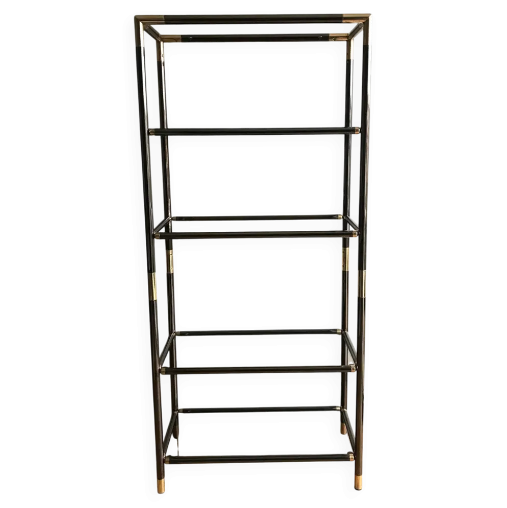 Étagère en métal et verre - Italie années 1970