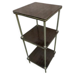 Étagère en palissandre et laiton doré 3 plateaux 1960