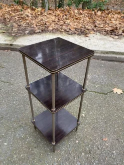 Étagère en palissandre et laiton doré 3 plateaux 1960