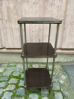 Étagère en palissandre et laiton doré 3 plateaux 1960