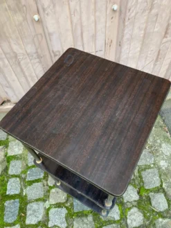 Étagère en palissandre et laiton doré 3 plateaux 1960