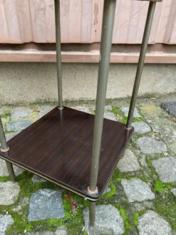 Étagère en palissandre et laiton doré 3 plateaux 1960