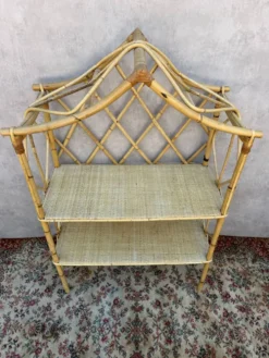Étagère en Rotin chapeau chinois des années 60 Suède