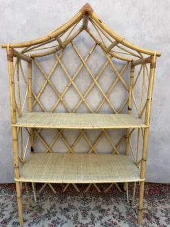Étagère en Rotin chapeau chinois des années 60 Suède