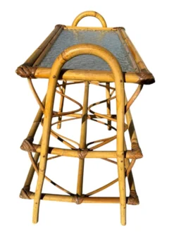 Étagère en Rotin et verre des années 50