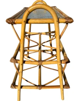 Étagère en Rotin et verre des années 50