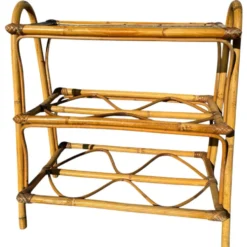 Étagère en Rotin et verre des années 50