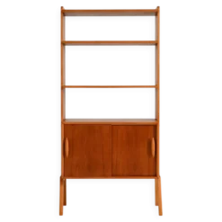 Étagère en teck scandinave avec portes coulissantes, années 1950/60.