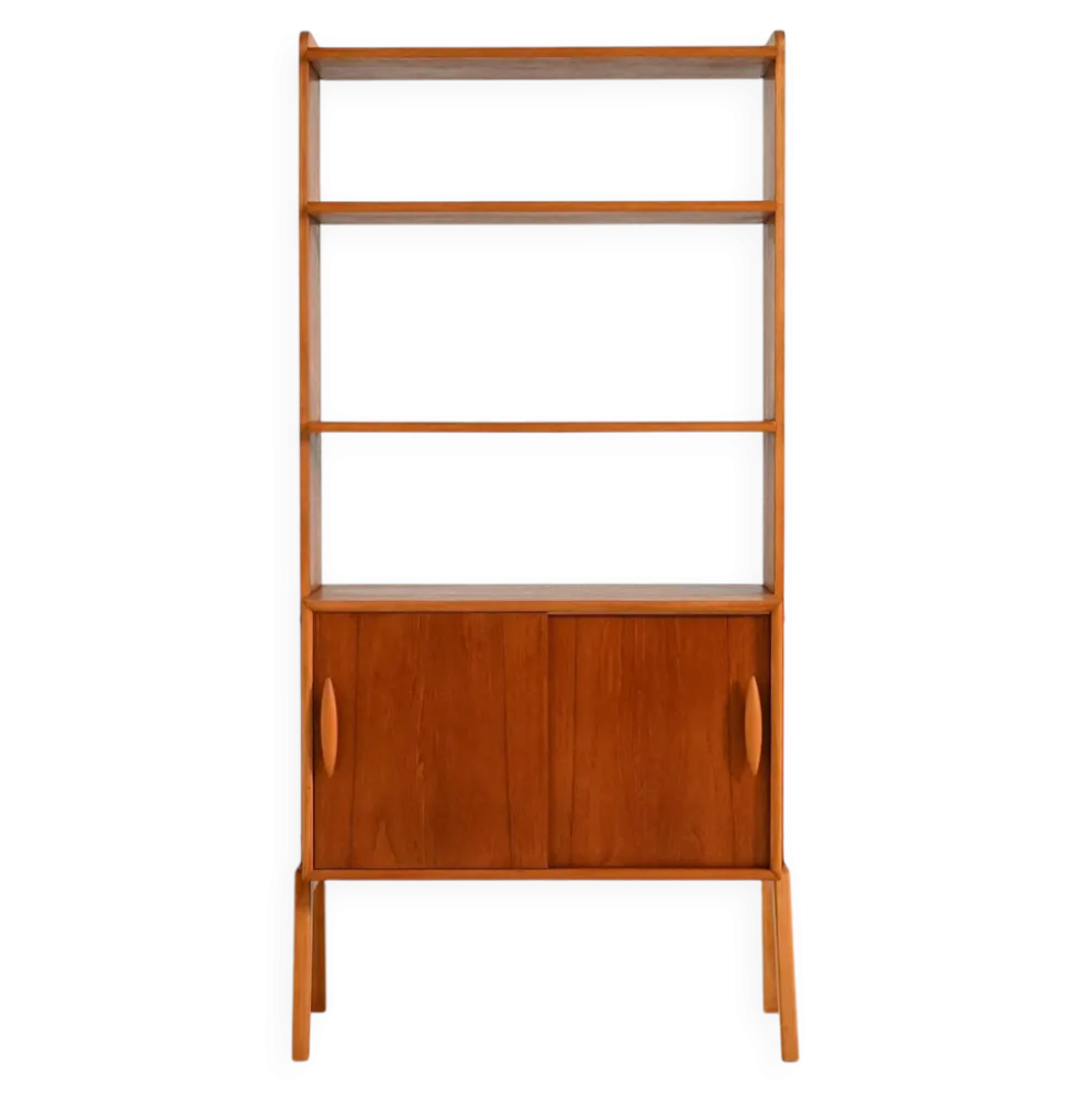 Étagère en teck scandinave avec portes coulissantes, années 1950/60.