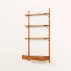 Étagère en teck scandinave des années 1970 avec un console.