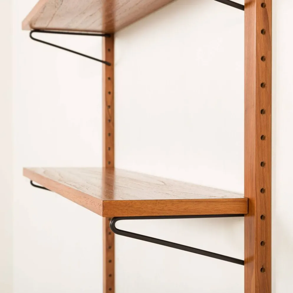 Étagère en teck scandinave des années 1970 avec un console.