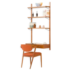 Étagère en teck scandinave des années 1970 avec un console.